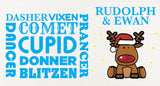 CM07 - Personalised Rudolf & Reindeer Names Christmas Canvas Santa Sack