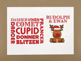 CM07 - Personalised Rudolf & Reindeer Names Christmas Print