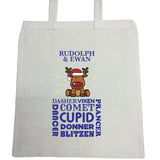 CM07 - Personalised Rudolf & Reindeer Names Christmas Canvas Bag for Life