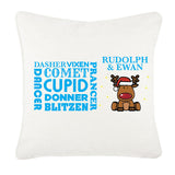 Personalised Rudolf & Reindeer Names Christmas Canvas Cushion Cover