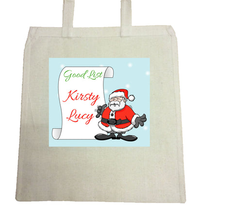 CM08 - Personalised Santa's Good List Christmas Canvas Bag for Life