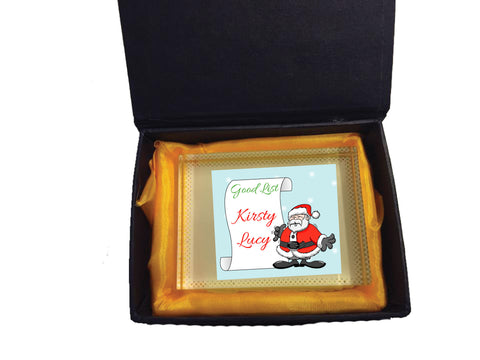 CM08 - Personalised Santa's Good List Christmas Crystal Block with Presentation Gift Box
