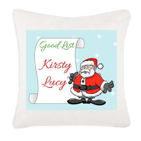 Personalised Santa's Good List Christmas Canvas Cushion Cover