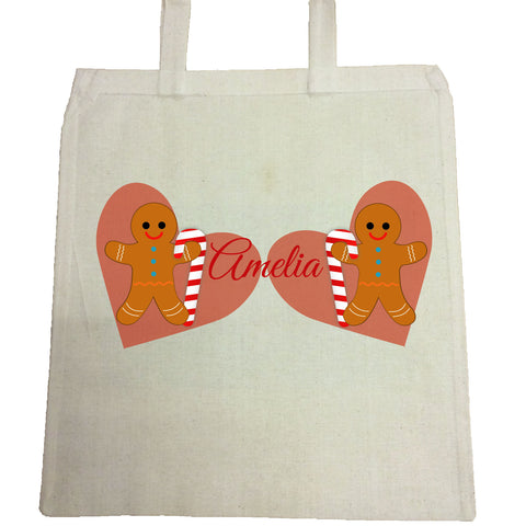 CM09 - Personalised Ginger Bread Cookies Christmas Girls Canvas Bag for Life