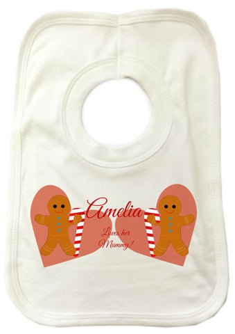 CM09 - Personalised Ginger Bread Cookies Christmas Girls Baby Bib