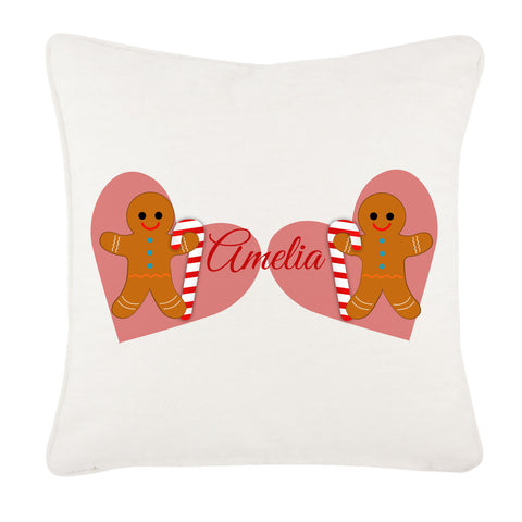Personalised Ginger Bread Cookies Christmas Girls Canvas Cushion Cover