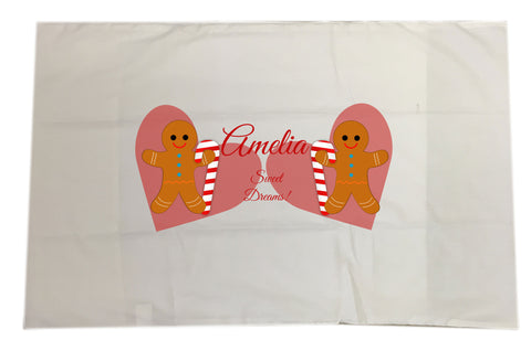 CM09 - Personalised Ginger Bread Cookies Christmas Girls White Pillow Case Cover