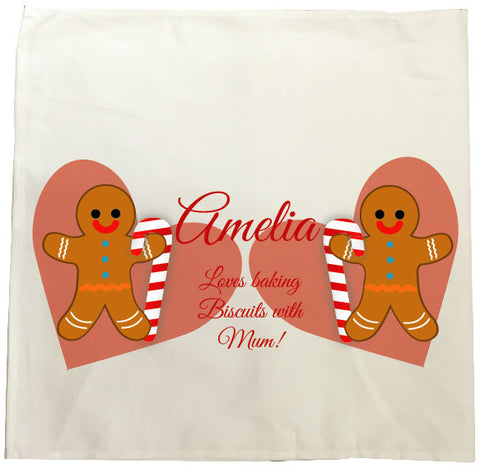 CM09 - Personalised Ginger Bread Cookies Christmas Girls Tea Towel