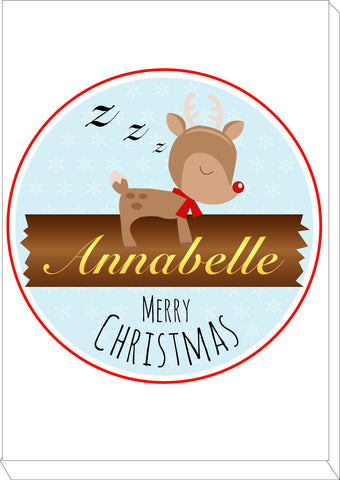 CM10 - Personalised Sleeping Reindeer Christmas Canvas Print
