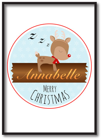 CM10 - Personalised Sleeping Reindeer Christmas Print