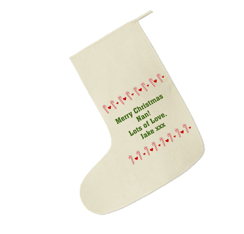 CM11 - Dancing Candy Canes Christmas Personalised Canvas Santa Stocking