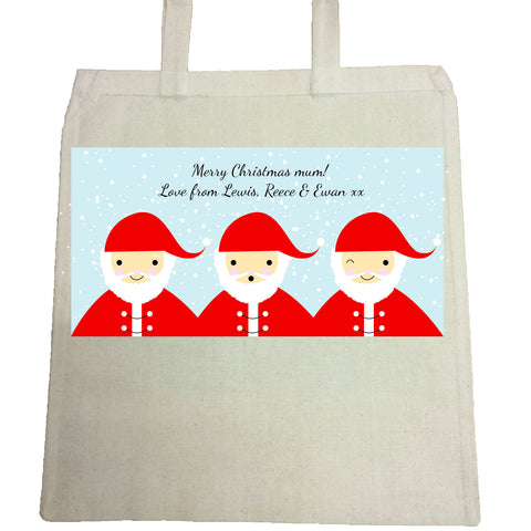 CM12 - Personalised Round Santa's Christmas Canvas Bag for Life