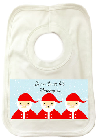 CM12 - Personalised Round Santa's Christmas Baby Bib