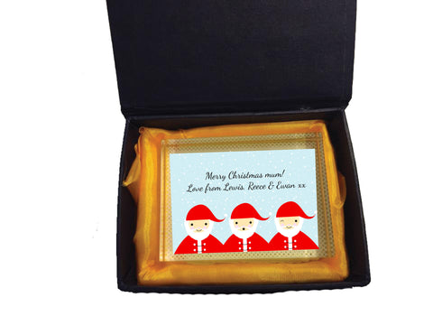 CM12 - Personalised Round Santa's Christmas Crystal Block with Presentation Gift Box