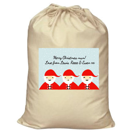 CM12 - Personalised Round Santa's Christmas Canvas Santa Sack