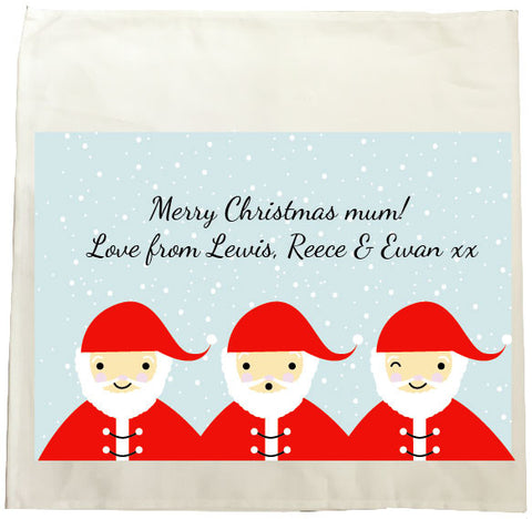 CM12 - Personalised Round Santa's Christmas Tea Towel