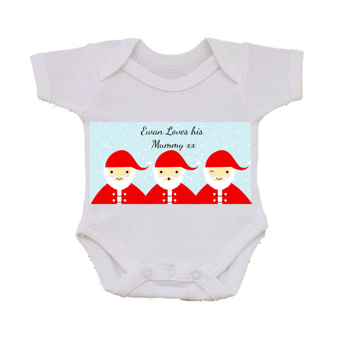 CM12 - Personalised Round Santa's Christmas Baby Vest