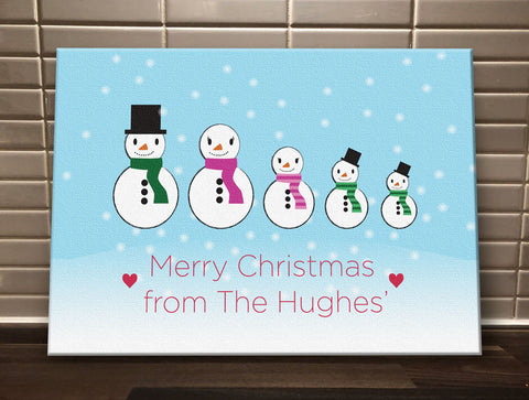 CM14 - Personalised Family of Snowmen Christmas Canvas Print