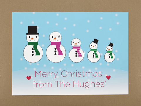 CM14 - Personalised Family of Snowmen Christmas Print