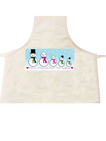 CM14 - Personalised Family of Snowmen Christmas Apron