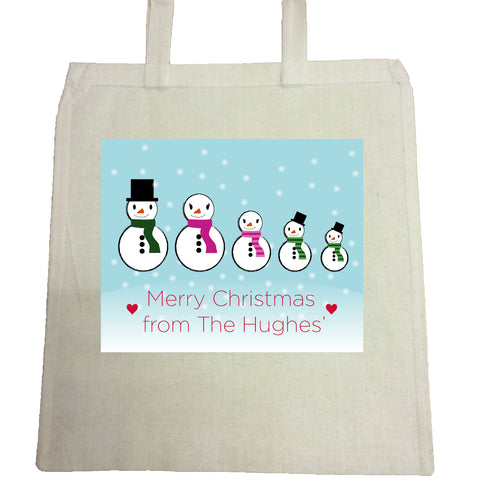 CM14 - Personalised Family of Snowmen Christmas Canvas Bag for Life