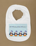 CM15 - Personalised Family of Penguins Christmas Baby Bib