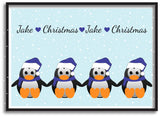 CM15 - Personalised Family of Penguins Christmas Print