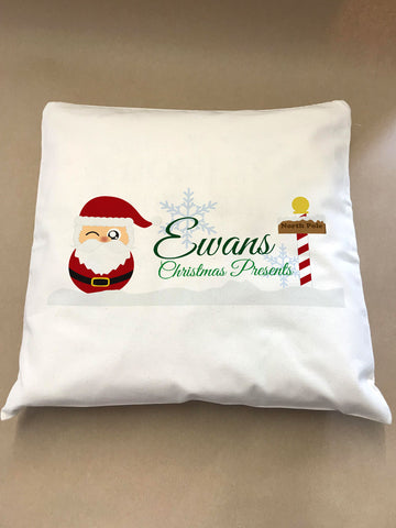 Cute Santa North Pole Christmas Canvas Cushion Cover