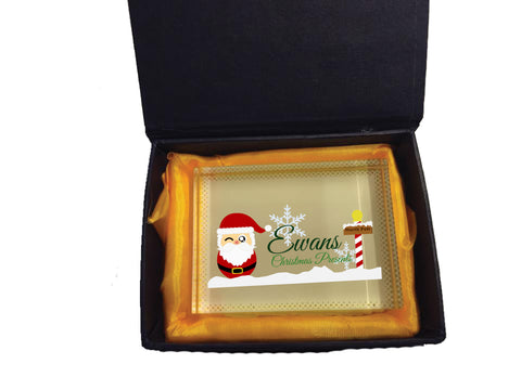 CM05 - Cute Santa North Pole Christmas Crystal Block with Presentation Gift Box