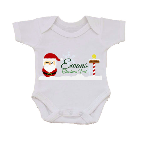 CM05 - Cute Santa North Pole Christmas Baby Vest