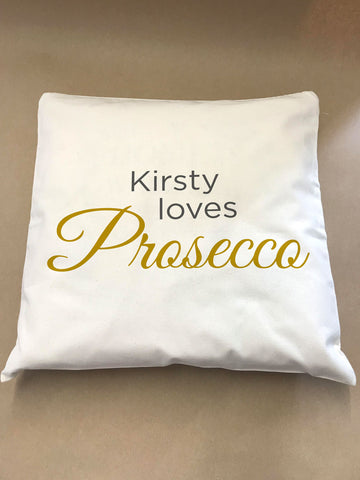 Loves Prosecco Personalised Canvas Cushion Cover
