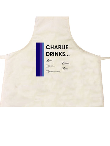 CM19 - Names Drinks then choose their choices Personalised Apron