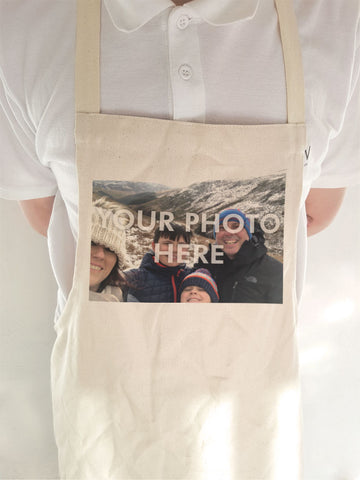 Personalised Your Photo and Your Message on High-Quality Canvas Apron for Adult & Child.