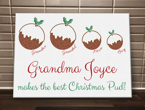 CT02 - Grandma Christmas Puddings Personalised Canvas Print