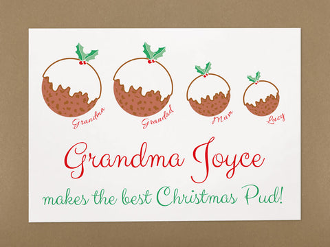 CT02 - Grandma Christmas Puddings Personalised Print