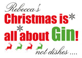 CT03 - Personalised Christmas Is All About Gin, Vodka, Beer, Wine Tea Towel