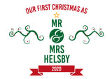 CT04 - Personalised First Christmas As Mr & Mrs Tea Towel