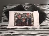 CT06 - Personalised Your Photo With Christmas Hats On White Pillow Case Cover