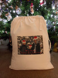 CT06 - Personalised Your Photo With Christmas Hats On Canvas Santa Sack