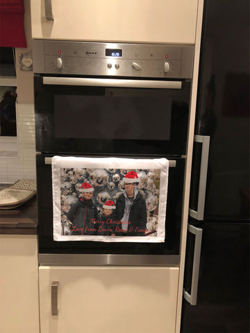 Personalised Your Photo Tea Towel with Added Santa Sacks for the unique Christmas gift