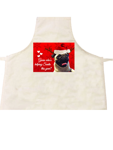 Personalised Apron with Photo of Your Choice and Message Guess Who's Helping Santa Christmas