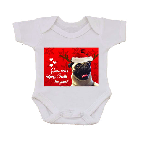 CT08 - Personalised Guess Who's Helping Santa Christmas Baby Vest