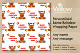 Personalised Christmas Wrapping Paper with Cute Reindeer Design for Boys & Girls