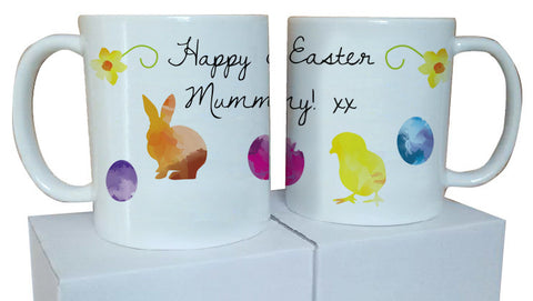 EA09 - Personalised Aztec Easter Bunny and Chick Mug & White Box