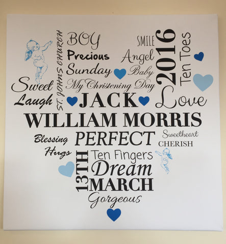 BC01 - Personalised Boys Heart Canvas ideal for Baby and Older Boys