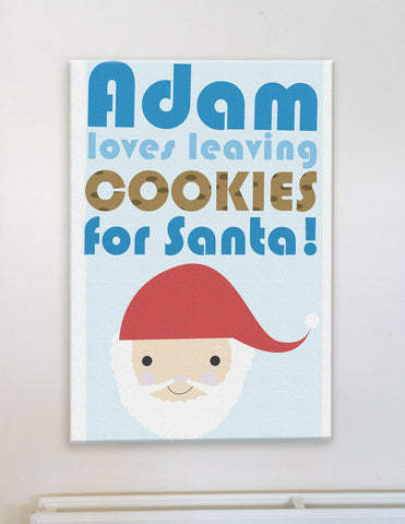 CA07- Personalised Christmas (Name) Loves Cooking/Leaving Cookies For Santa Cooking Canvas Print