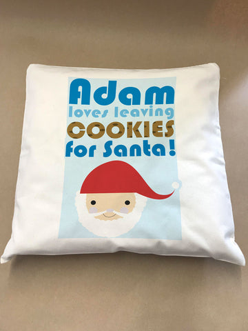 Personalised Christmas (Name) Loves Cooking/Leaving Cookies For Santa Cushion Cover
