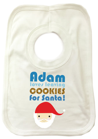 CA07 - Personalised Christmas (Name) Loves Cooking/Leaving Cookies For Santa Cooking Baby Bib
