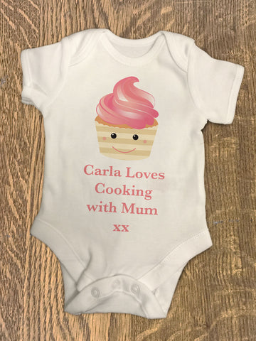 CA08 - Personalised (Name) Loves Cooking with Mum/Nan xx Baby Vest