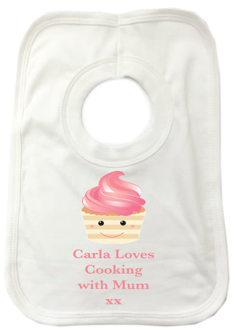 CA08 - Personalised (Name) Loves Cooking with Mum/Nan xx Baby Bib